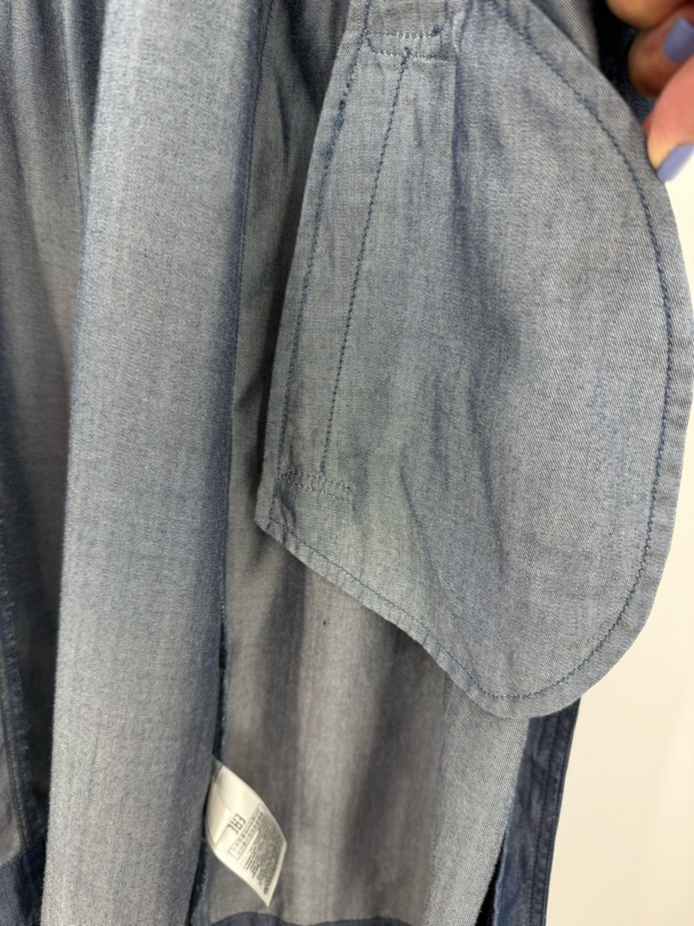 Banana Republic Chambray Denim Trench Coat Dress Belted Blue Lightweight Jacket - Picture 6 of 15